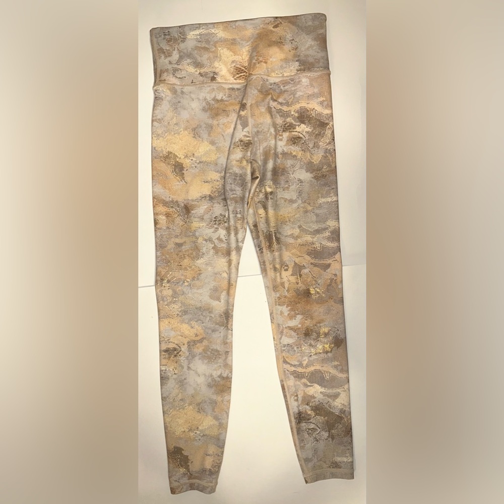Athleta Elation Gilded Gold Metallic High Rise Tight Leggings Womens Size Small